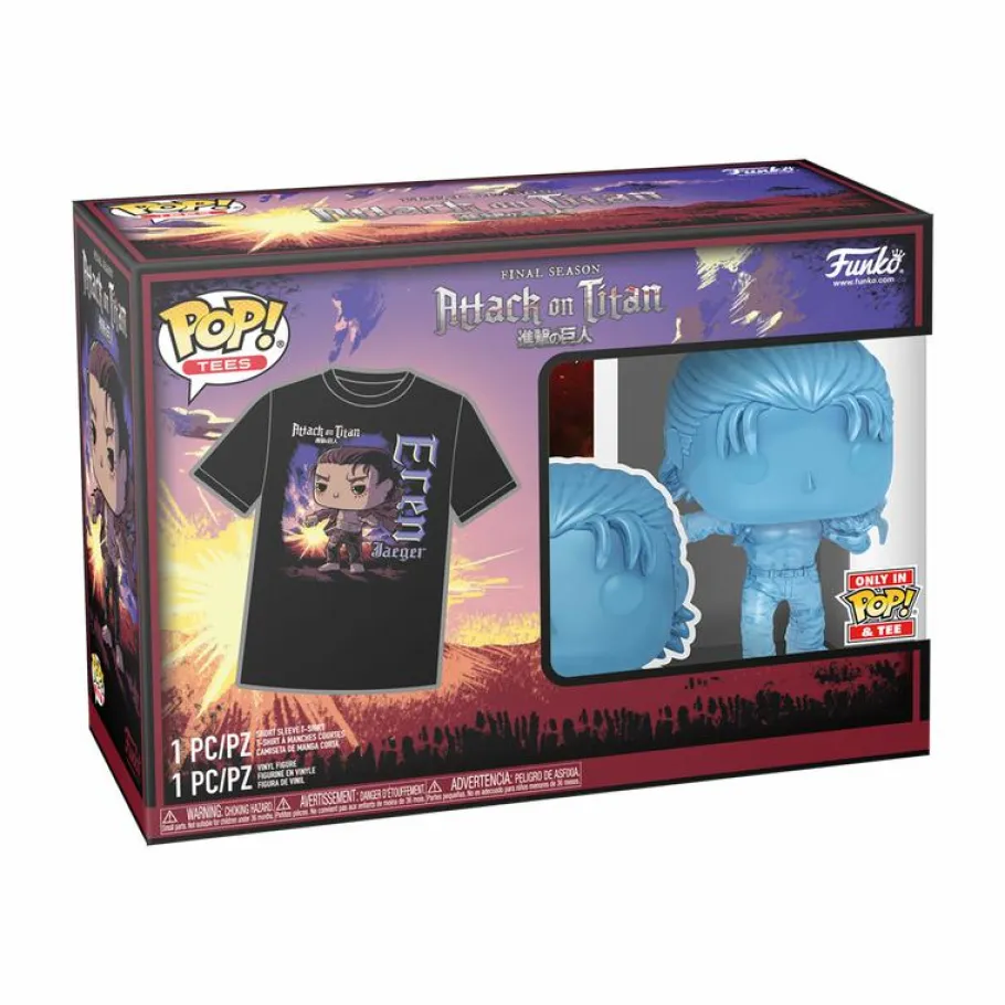 Pop! & Tee Sets>Attack on Titan - Eren Jaeger with Marks (Transparent) Pop! Vinyl Figure & T-Shirt Box Set