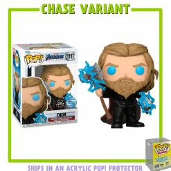 Pop! Chases, Vault, Limited Editions, Ppp Items>The Avengers Avengers 4: Endgame - Thor with Thunder Glow in the Dark Pop! Vinyl Figure in Acrylic Pop! Protector (Chase Variant)