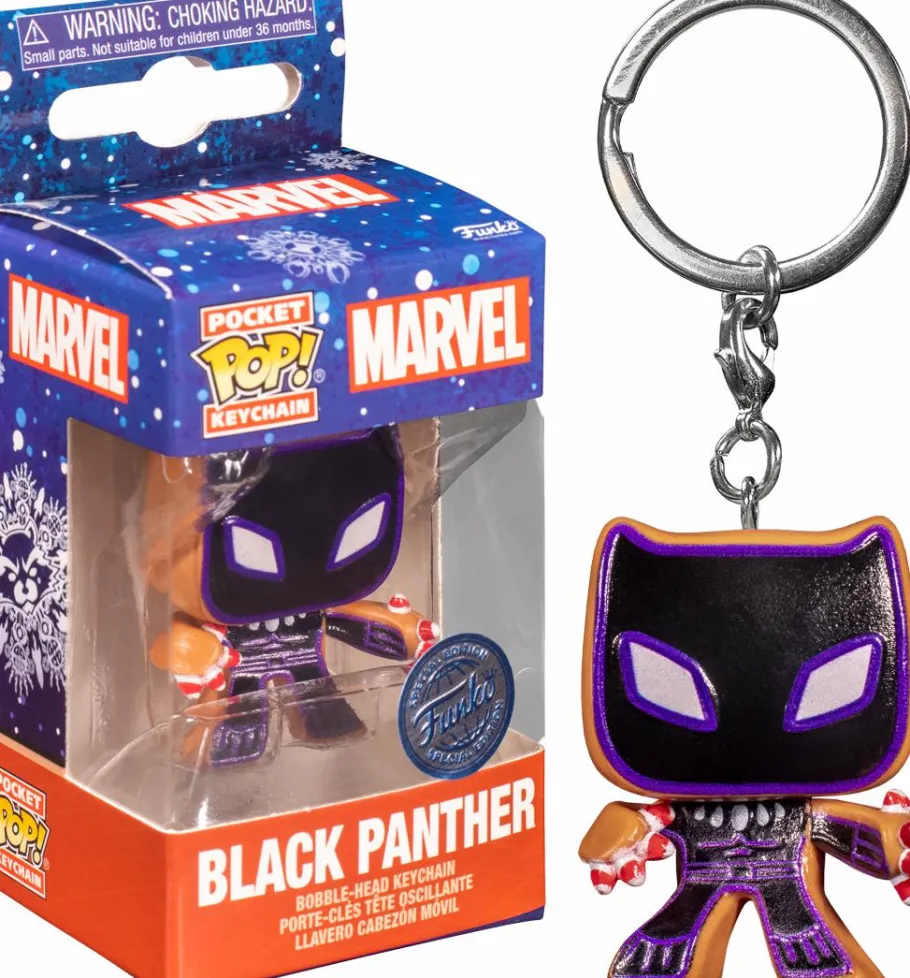Pop! Keychains>Black Panther - Holiday Pocket Pop! Vinyl Keychain