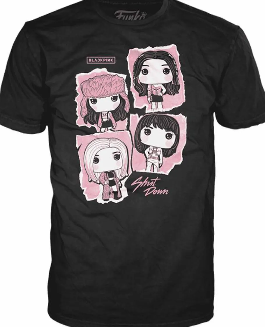 Pop! & Tee Sets>Blackpink - Rose, Lisa, Jisoo & Jennie Pop! Tees Unisex Black T-Shirt