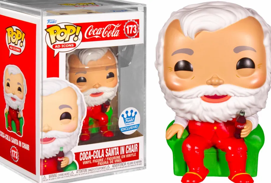 Pop! Chases, Vault, Limited Editions, Ppp Items>Coca Cola Coca-Cola - Coca-Cola Santa in Chair Pop! Vinyl Figure in Acrylic Pop! Protector (Funko / Popcultcha Exclusive)