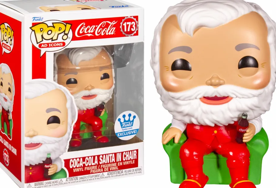 Pop! Chases, Vault, Limited Editions, Ppp Items>Coca Cola Coca-Cola - Coca-Cola Santa in Chair Pop! Vinyl Figure in Acrylic Pop! Protector (Funko / Popcultcha Exclusive)