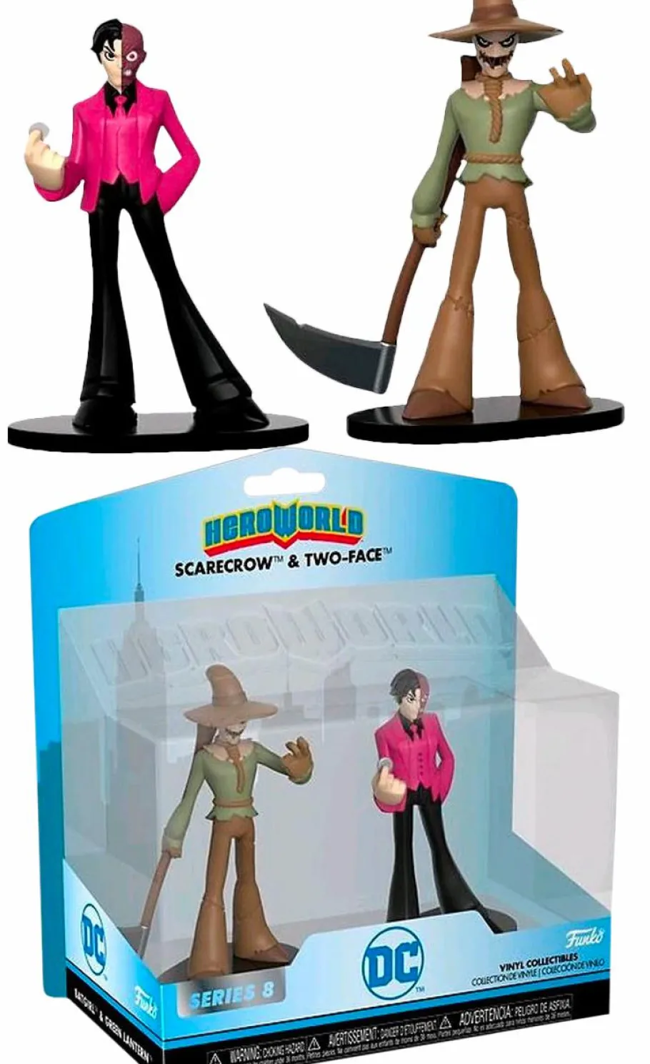 Designer Vinyl>Batman DC Comics - HeroWorld Two-Face & Scarecrow 4” Vinyl Figure 2-Pack
