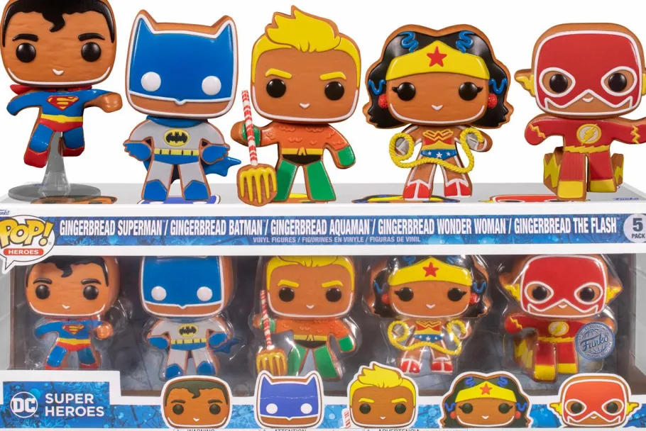 Designer Vinyl>DC Comics DC Super Heroes - Gingerbread Batman, Aquaman, Superman, The Flash & Wonder Woman Pop! Vinyl Figure 5-Pack
