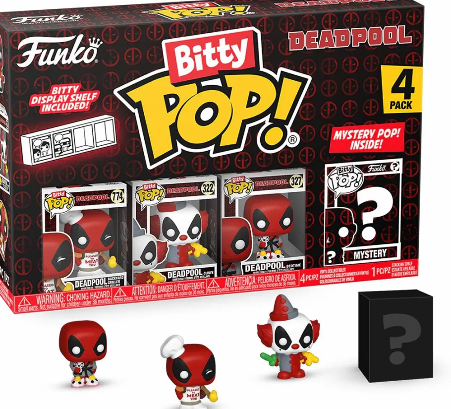 Blind Box>Deadpool - (Backyard Griller), (Clown), (Bedtime) & Mystery Bitty Pop! Vinyl Figure 4-Pack