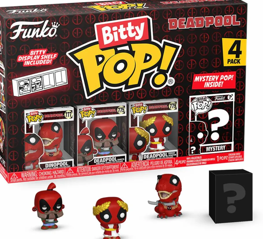 Blind Box>Deadpool - Dinopool, (Barista), (Roman Senator) & Mystery Bitty Pop! Vinyl Figure 4-Pack