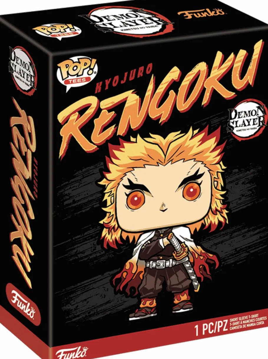 Pop! & Tee Sets>Demon Slayer - Kyojuro Rengoku Pop! Tees Unisex Black T-Shirt