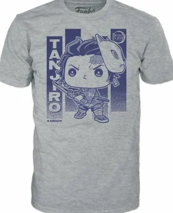 Pop! & Tee Sets>Demon Slayer - Tanjiro Kamado Pop! Tees Unisex Grey T-Shirt