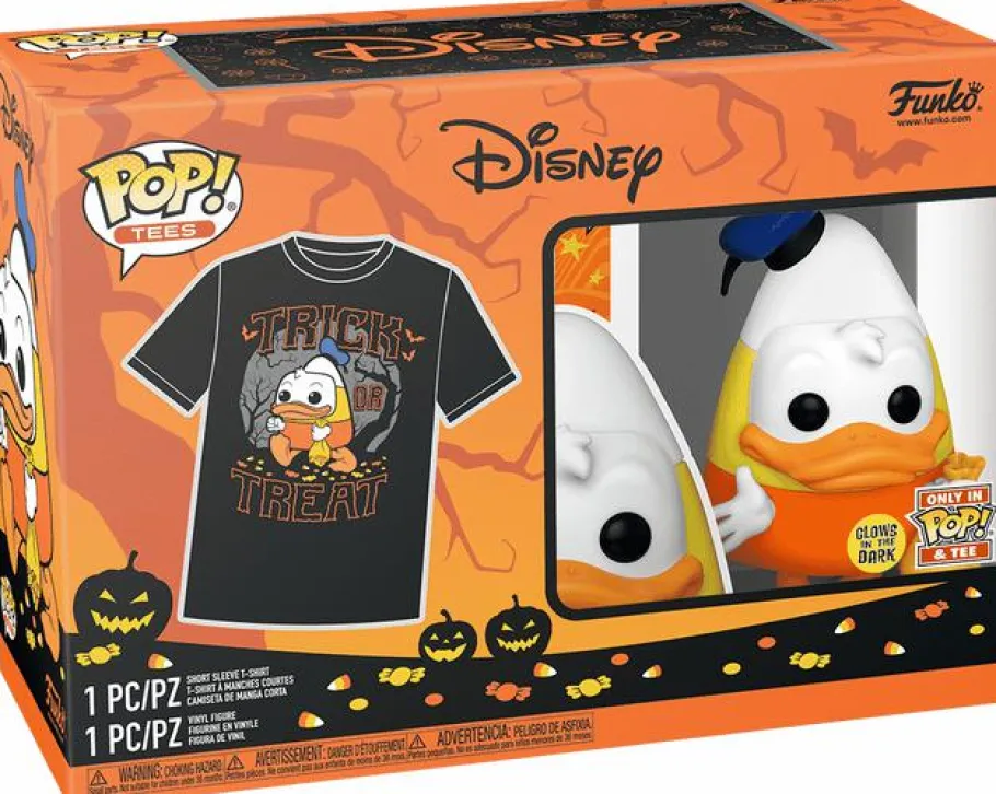 Pop! & Tee Sets>Disney - Donald Duck as Candy Corn Halloween Glow-in-the-Dark Pop! Vinyl Figure & T-Shirt Box Set