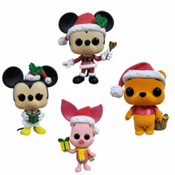 Standard Pop!>Disney : Holiday - Mickey, Minnie, Piglet, Winnie the Pooh Flocked Pop! Vinyl Figure 4-Pack