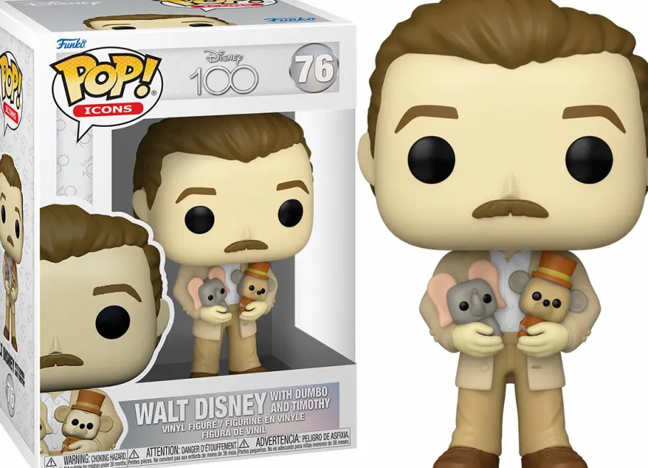 Standard Pop!>Disney 100th - Walt with Dumbo and Timothy Pop! Vinyl Figure