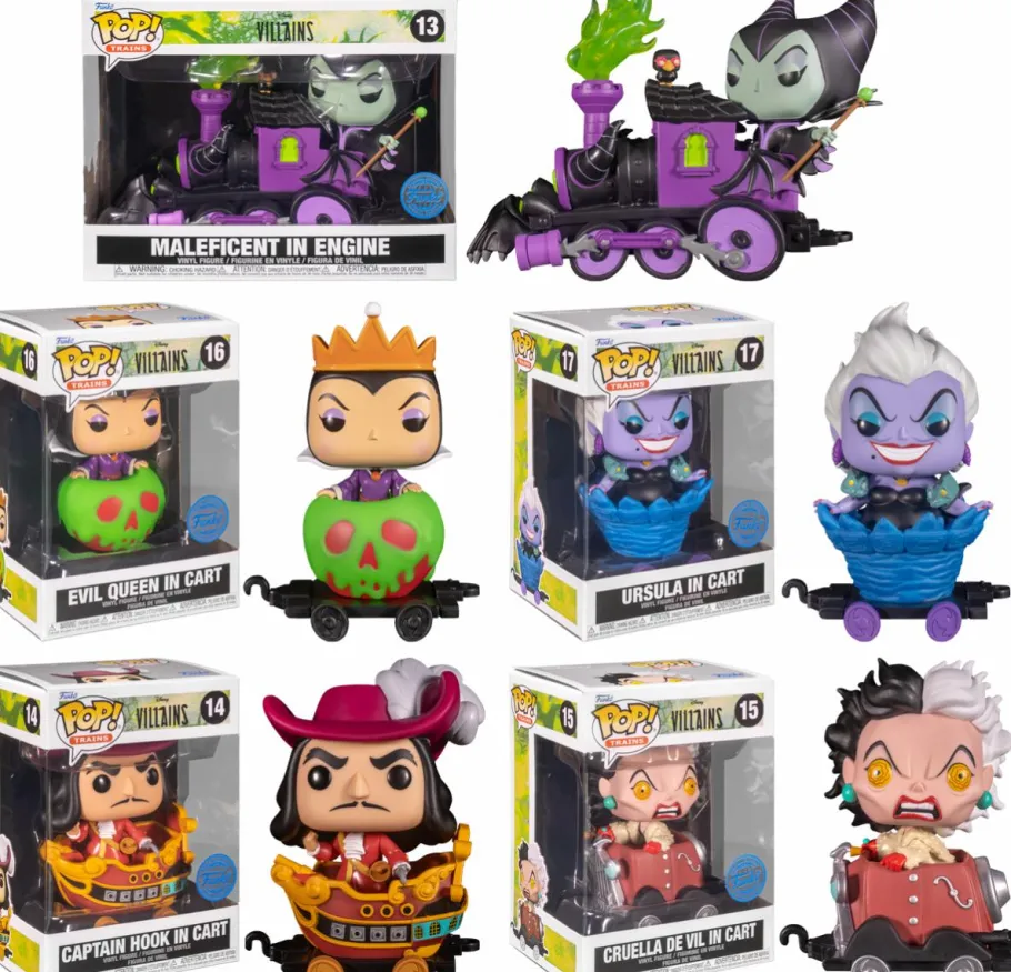 Pop! Bundles>Disney Villains - Train Engine & Carts Pop! Vinyl Figure Bundle (Funko / Popcultcha Exclusive) (Set of 5)