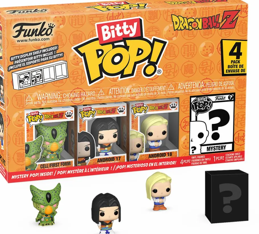 Pop! Bundles>Dragon Ball Z - Cell (First Form), Android 17, Android 18 & Mystery Bitty Pop! Vinyl Figure 4-Pack