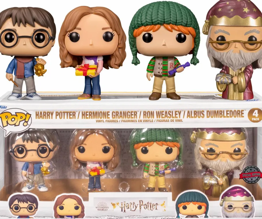 Standard Pop!>Harry Potter - Holiday Harry, Hermione, Ron & Dumbledore Metallic Pop! Vinyl Figure 4-Pack