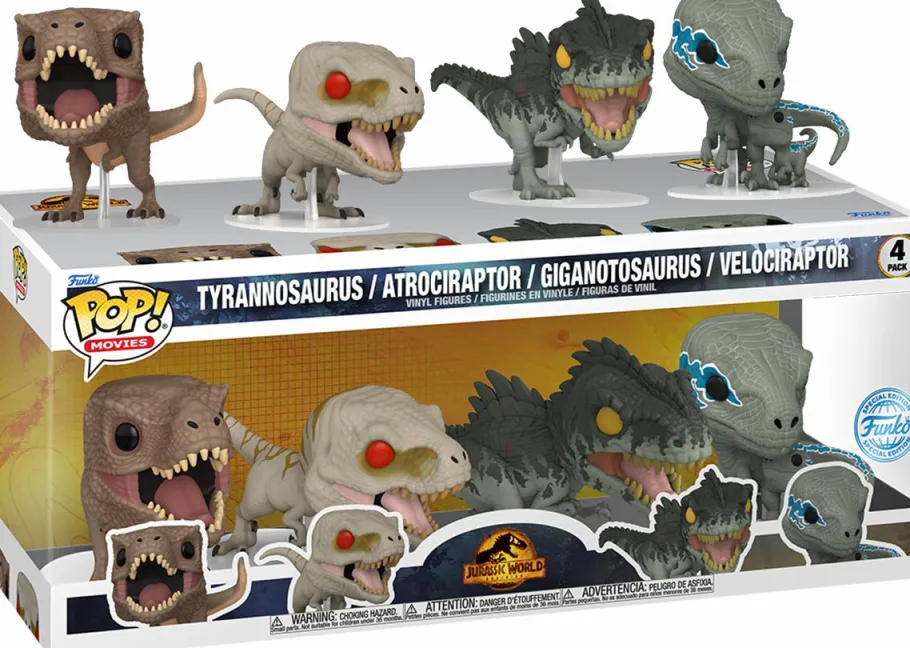 Standard Pop!>Jurassic World : Dominion - Tyrannosaurus, Atrociraptor, Giganotosaurus & Velociraptor Pop! Vinyl Figure 4-Pack