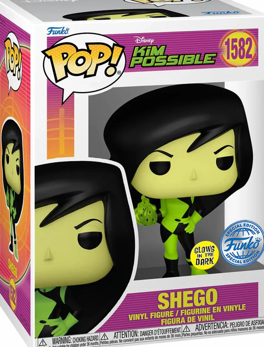 Pop! Chases, Vault, Limited Editions, Ppp Items>Kim Possible - Shego Glow-in-the-Dark Pop! Vinyl Figure in Acrylic Pop! Protector (Popcultcha Exclusive)