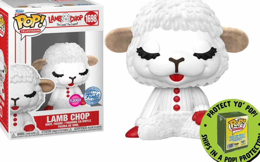 Pop! Chases, Vault, Limited Editions, Ppp Items>Lamb Chop - Flocked Pop! Vinyl Figure in Acrylic Pop! Protector (Popcultcha Exclusive)