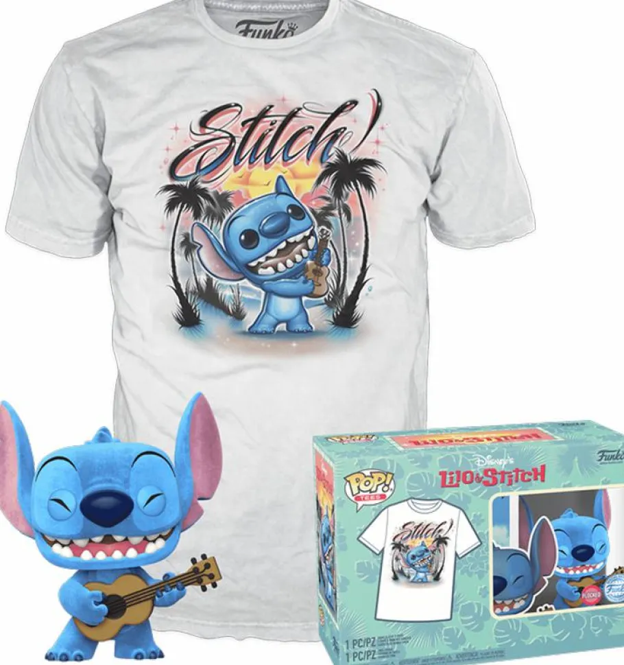 Pop! & Tee Sets>Lilo & Stitch - Stitch with Ukulele Flocked Pop! Vinyl Figure & T-Shirt Box Set