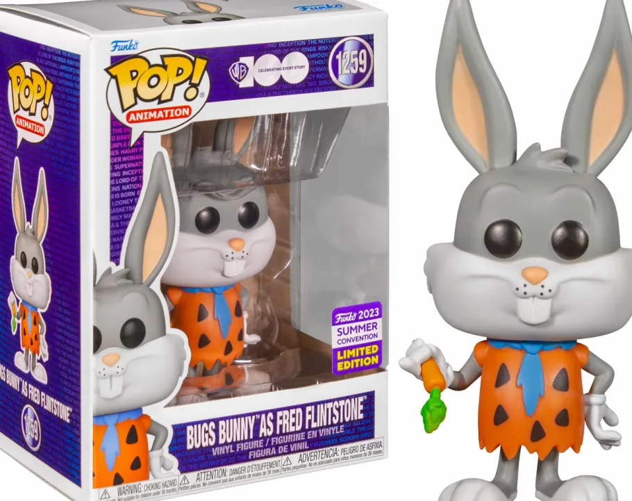 Funko Convention Exclusives>Looney Tunes - Bugs Bunny as Fred Flintstone Warner Bros 100th Anniversary Pop! Vinyl Figure (2023 Summer Convention Exclusive) (Popcultcha Exclusive)
