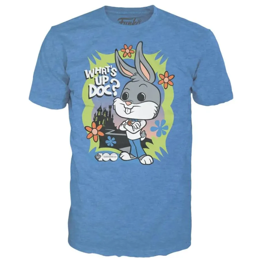 Pop! & Tee Sets>Scooby Doo Looney Tunes x Scooby-Doo - Bugs Bunny as Fred Jones Warner Bros. 100th Anniversary Flocked Pop! Vinyl Figure & T-Shirt Box Set