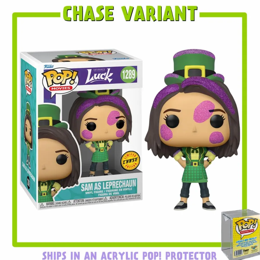 Pop! Chases, Vault, Limited Editions, Ppp Items>Luck (2022) - Sam as Leprechaun Pop! Vinyl Figure in Acrylic Protector (Chase Variant)