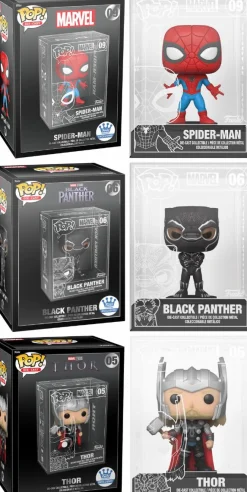 Die-Cast Figures>Black Panther Marvel - Spider-Man, & Thor Diecast Metal Pop! Vinyl Figure Bundle (Funko / Popcultcha Exclusive) (Set of 3)