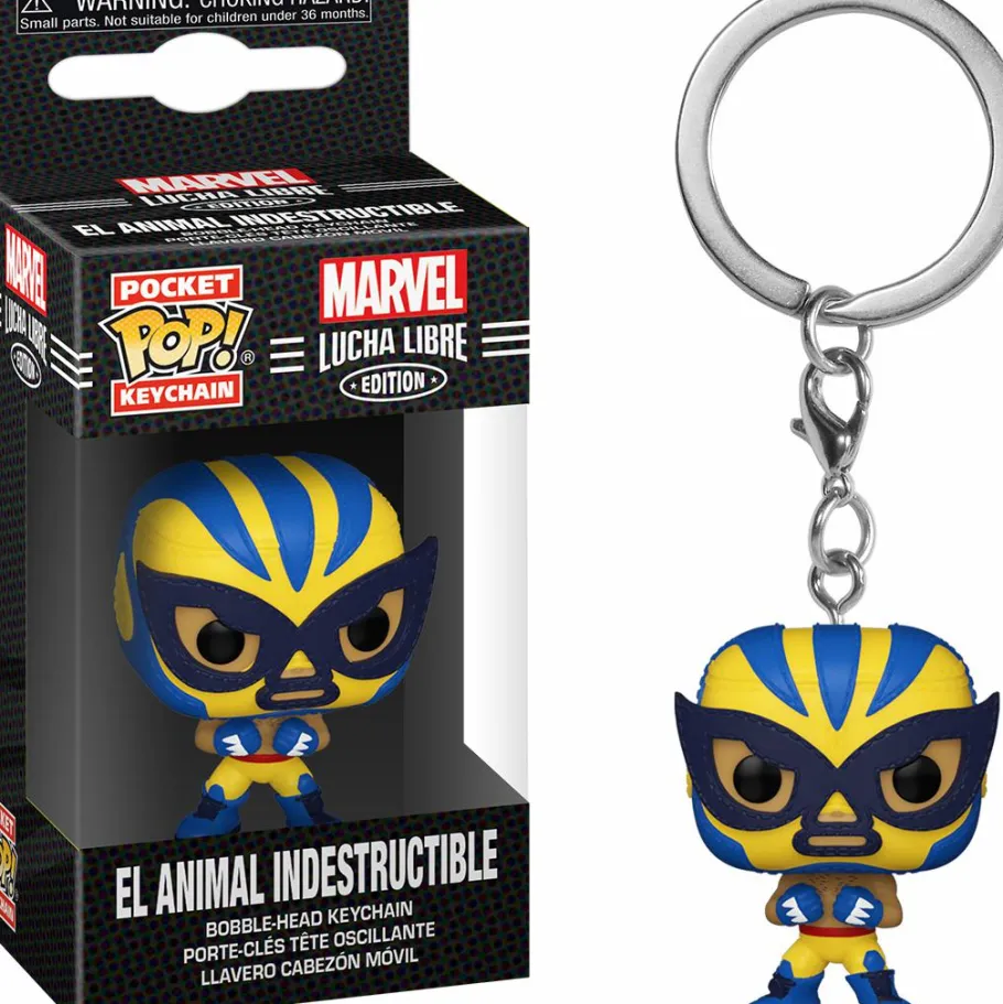 Pop! Keychains>Marvel : Lucha Libre Edition - El Animal Indestructible Wolverine Pop! Vinyl Figure Pocket Pop! Vinyl Keychain