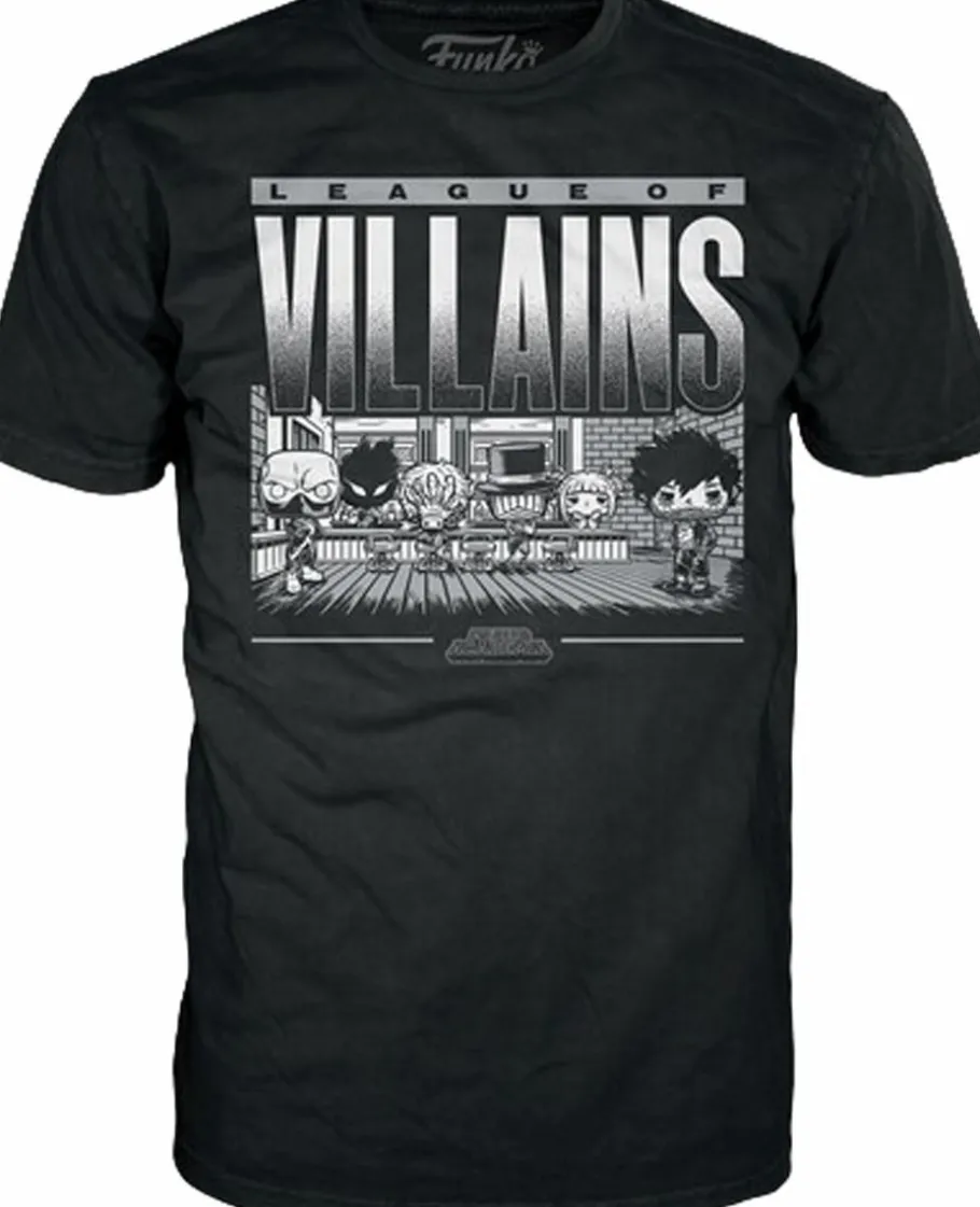 Pop! & Tee Sets>My Hero Academia - League of Villains Group Pop! Tees Unisex Black T-Shirt