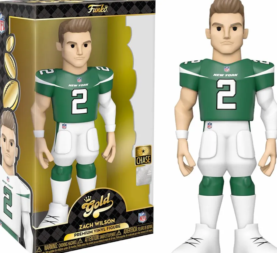 Designer Vinyl>NFL Football - Zach Wilson New York Jets 12" Gold Premium Vinyl Figure