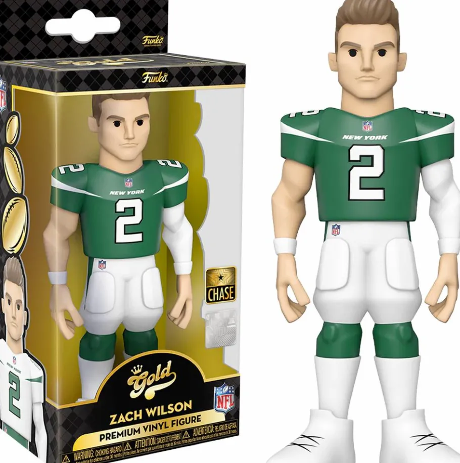 Designer Vinyl>NFL Football - Zach Wilson New York Jets 5” Gold Premium Vinyl Figure