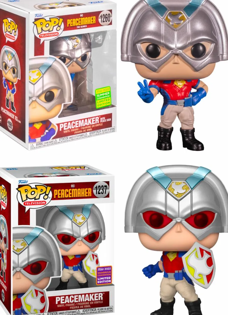 Standard Pop!>Peacemaker (2022) - with Peace Sign & Shield Pop! Vinyl Bundle (2022 Summer Convention Exclusive) (Set of 2)