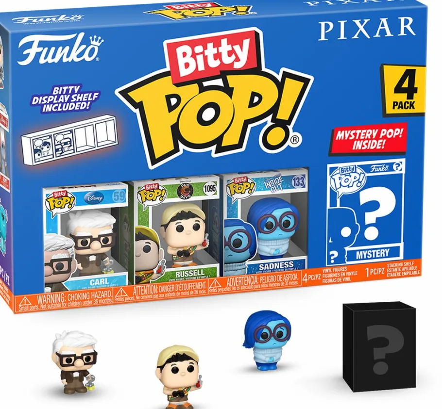 Blind Box>Pixar - Carl, Russell (Dug Days), Sadness & Mystery Bitty Pop! Vinyl Figure 4-Pack