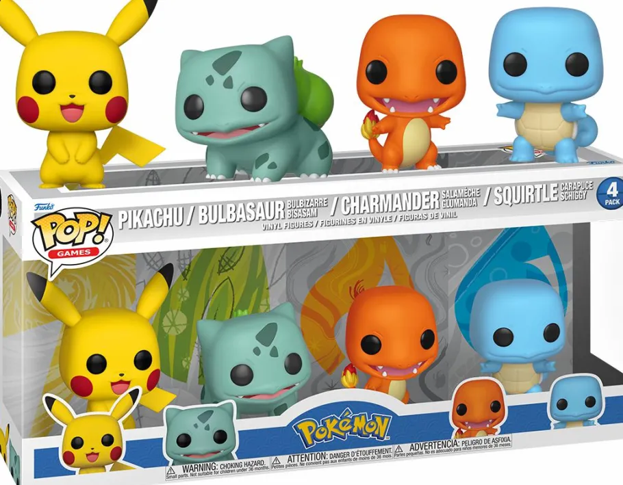 Pop! Bundles>Pokemon - Pikachu, Bulbasaur, Charmander & Squirtle (Starters) Pop! Vinyl 4-Pack