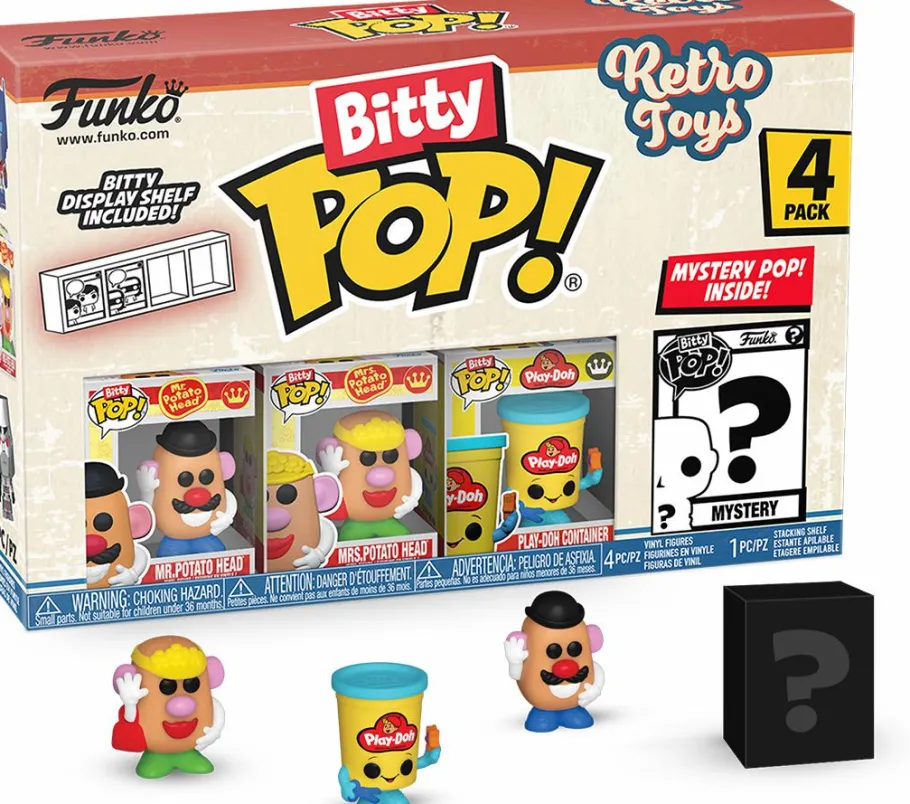 Blind Box>Retro Toys - Mr. Potato Head, Mrs. Potato Head, Play-Doh Container & Mystery Bitty Pop! Vinyl Figure 4-Pack