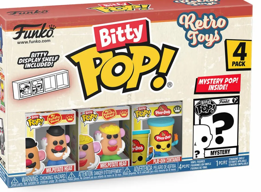 Blind Box>Retro Toys - Mr. Potato Head, Mrs. Potato Head, Play-Doh Container & Mystery Bitty Pop! Vinyl Figure 4-Pack