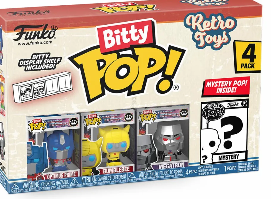 Blind Box>Retro Toys - Optimus Prime, Bumblebee, Megatron & Mystery Bitty Pop! Vinyl Figure 4-Pack
