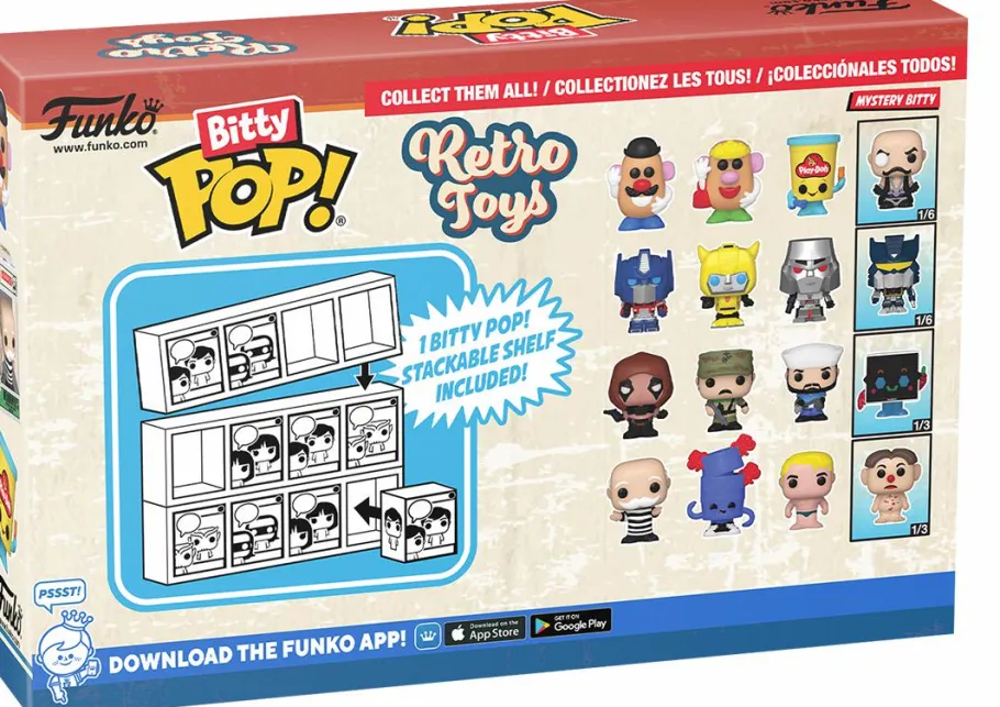 Blind Box>Retro Toys - Optimus Prime, Bumblebee, Megatron & Mystery Bitty Pop! Vinyl Figure 4-Pack