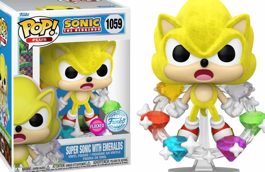 Standard Pop!>Sonic the Hedgehog - Super Sonic with Emeralds Flocked Pop! Vinyl Figure