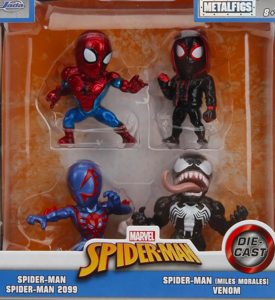 Die-Cast Figures>Spider-Man - , Miles Morales, 2099 & Venom Metalfigs 2.5" Die-Cast Figure 4-Pack