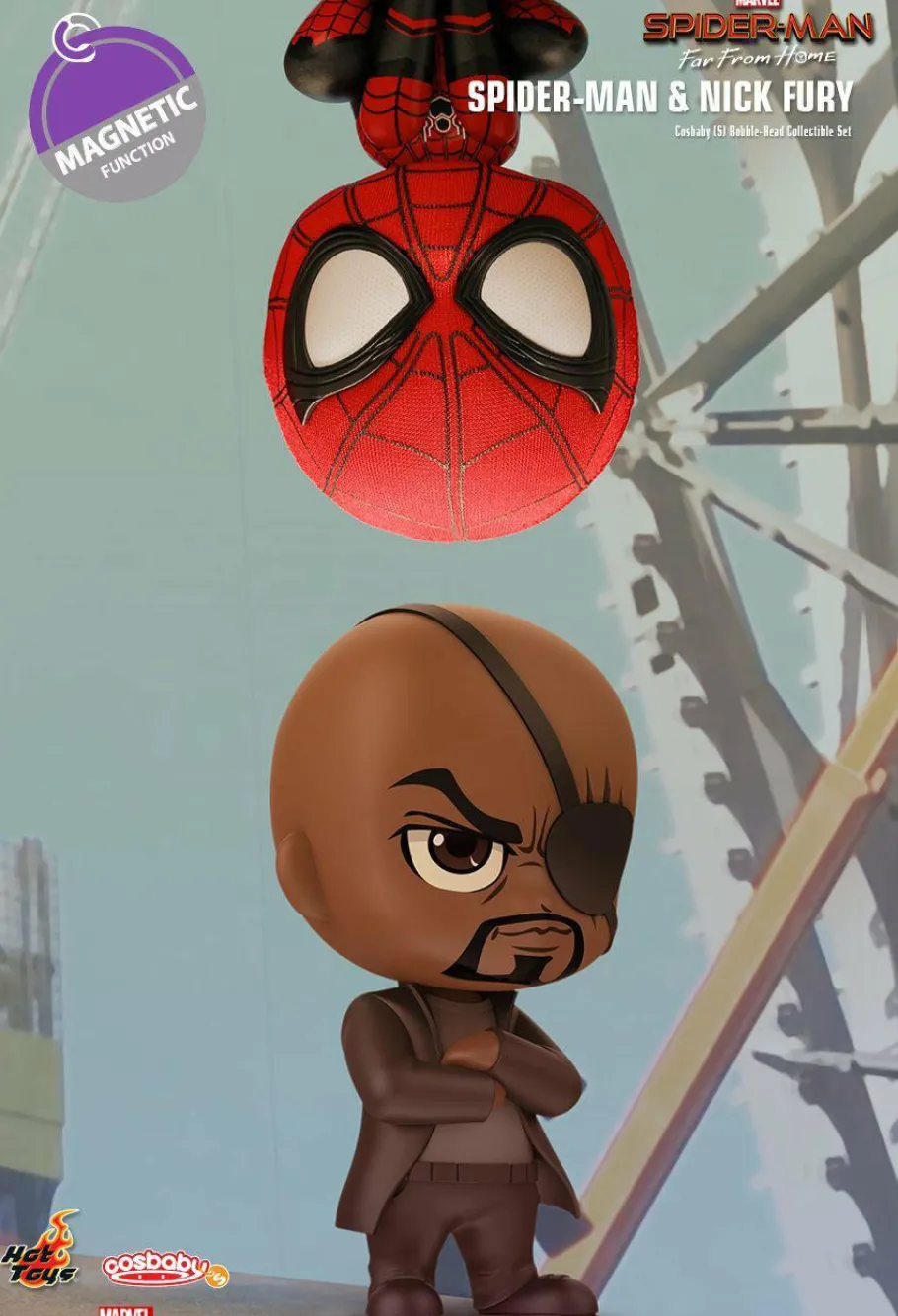 Cosbaby>Spider-Man : Far From Home - & Nick Fury Cosbaby 3.75” Hot Toys Bobble-Head Figure 2-Pack