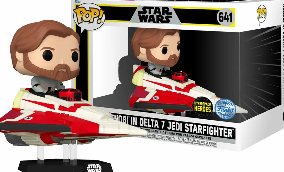 Pop! Rides & Town>Star Wars : The Clone Wars - Obi-Wan Kenobi in Delta-7 Jedi Starfighter Pop! Rides Vinyl Figure