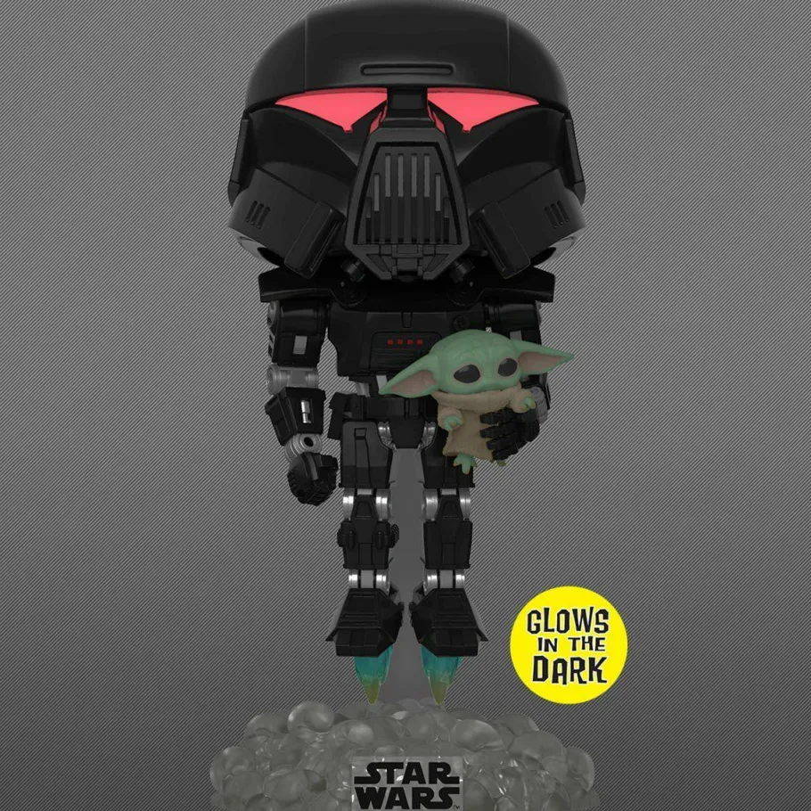 Standard Pop!>Star Wars : The Mandalorian - Dark Trooper with Grogu Glow in the Dark Pop! Vinyl Figure