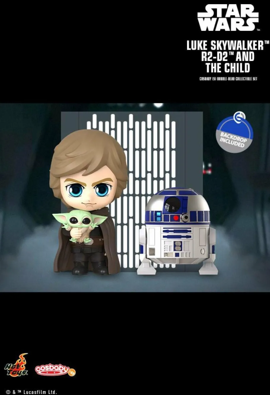 Cosbaby>Star Wars : The Mandalorian - Luke Skywalker, R2-D2 & The Child (Grogu) Cosbaby (S) Hot Toys Figure Set