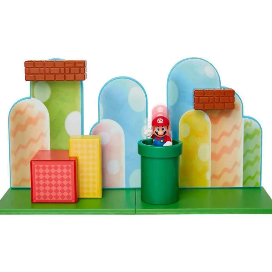Designer Vinyl>Super Mario - Mario with Acorn Plains Diorama World of Nintendo 2.5" Scale Action Figure Playset