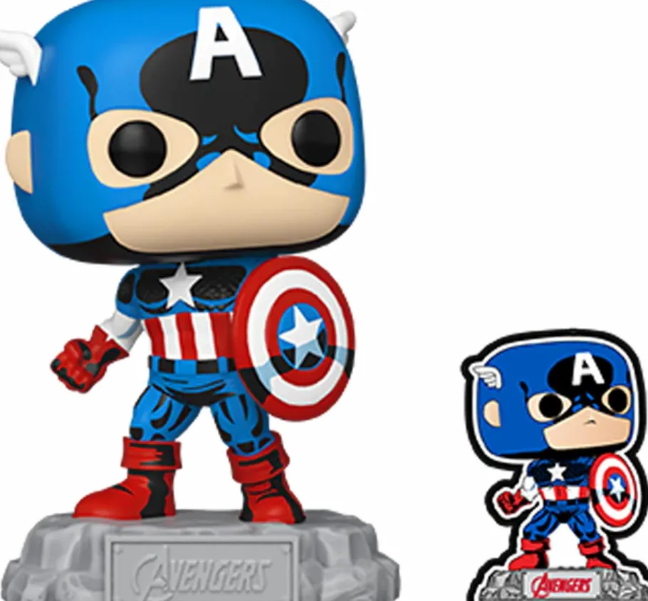 Standard Pop!>Marvel The Avengers: Beyond Earth's Mightiest - Captain America 60th Pop! Vinyl Figure with Enamel Pin