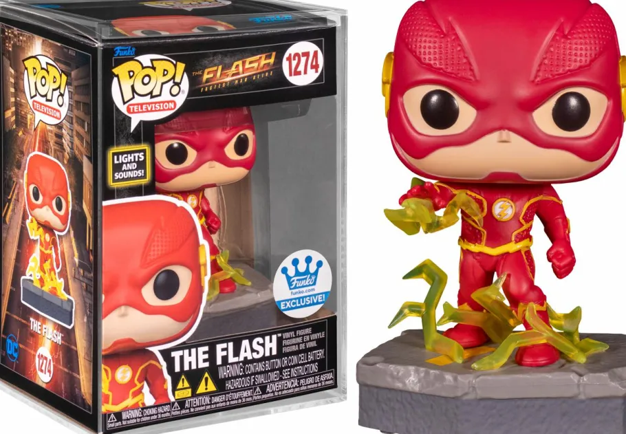 Pop! Chases, Vault, Limited Editions, Ppp Items>The Flash (2014) - Pop! Vinyl Figure with Lights & Sounds in Acrylic Pop! Protector (Funko / Popcultcha Exclusive)