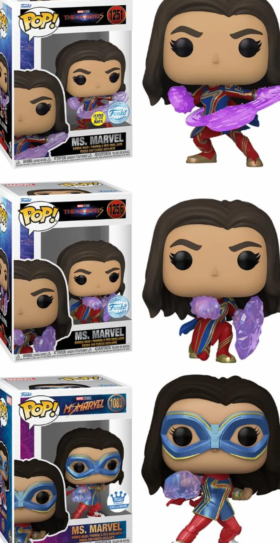 Pop! Bundles>Marvel The s (2023) - Ms. Pop! Vinyl Figure Bundle (Set of 3) (Popcultcha Exclusive)