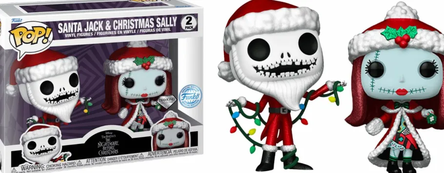 Standard Pop!>The Nightmare Before Christmas - Santa Jack & Christmas Sally 30th Anniversary Diamond Glitter Pop! Vinyl Figure 2-Pack (Popcultcha Exclusive)
