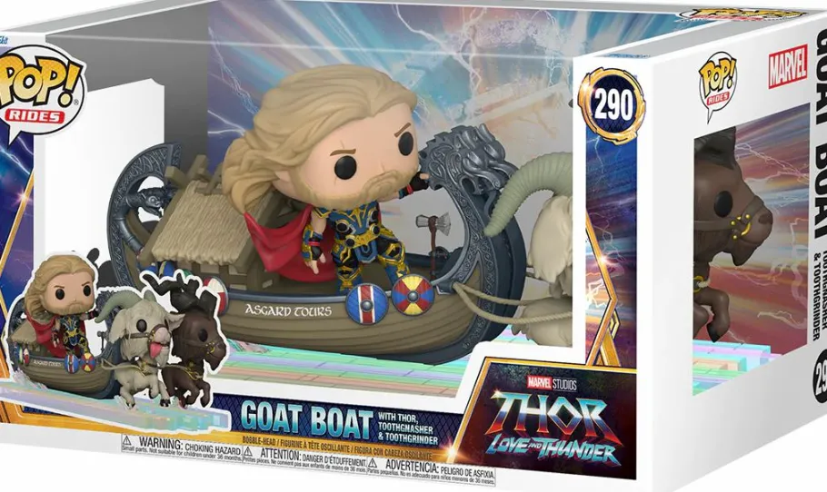 Pop! Rides & Town>Thor 4: Love and Thunder - , Toothgnasher & Toothgrinder with Goat Boat Pop Rides Vinyl Figure