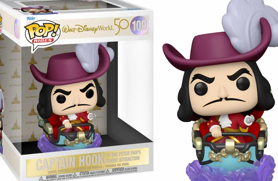 Pop! Rides & Town>Peter Pan Walt Disney World - Captain Hook on ’s Flight Attraction 50th Anniversary Pop! Rides Vinyl Figure